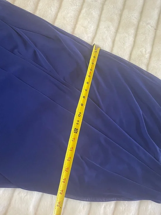 Xscape Royal Blue Beaded beaded neckline draped waist Maxi Gown SZ8 - Picture 9 of 10